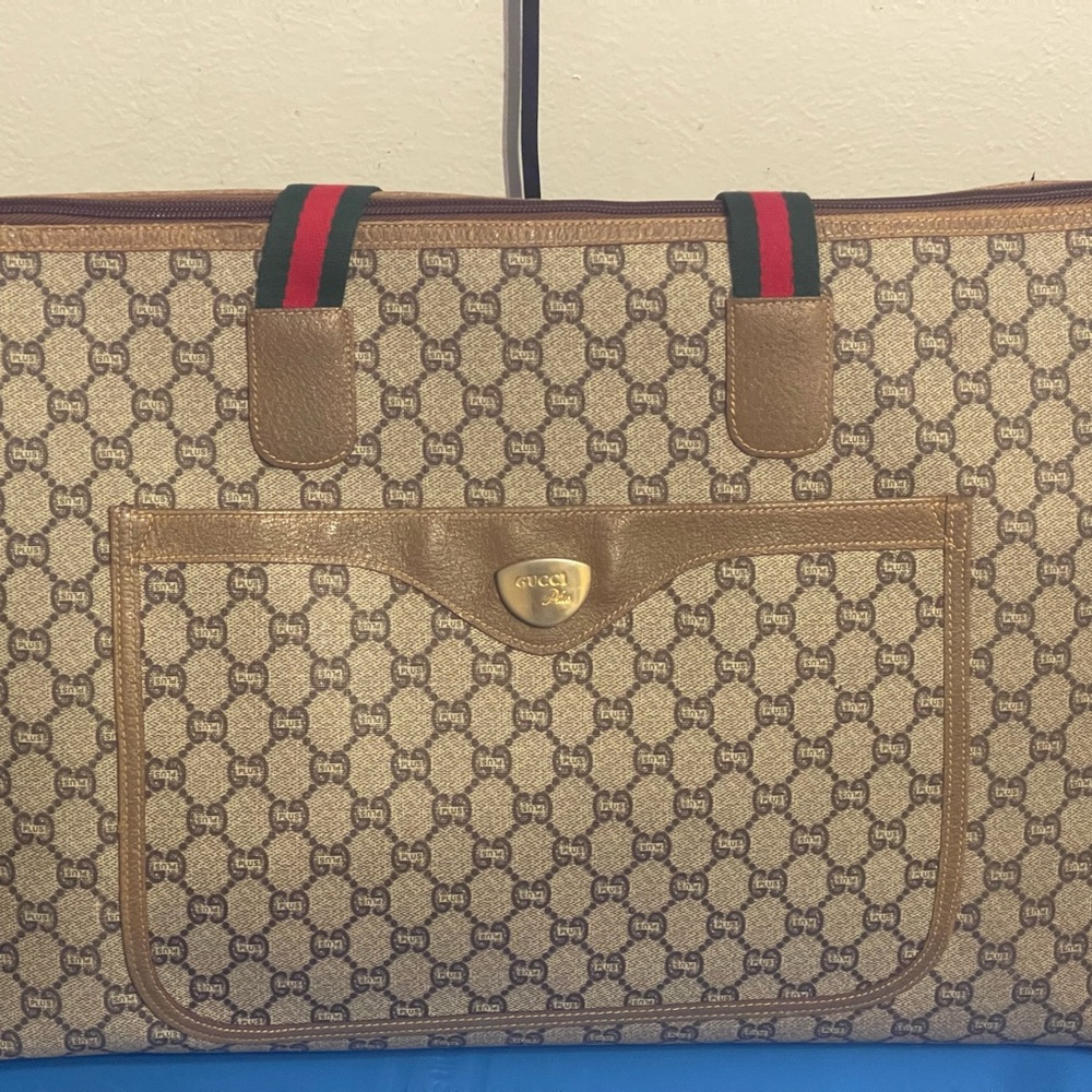Gucci Monogram Canvas Tote with Gold Accents
